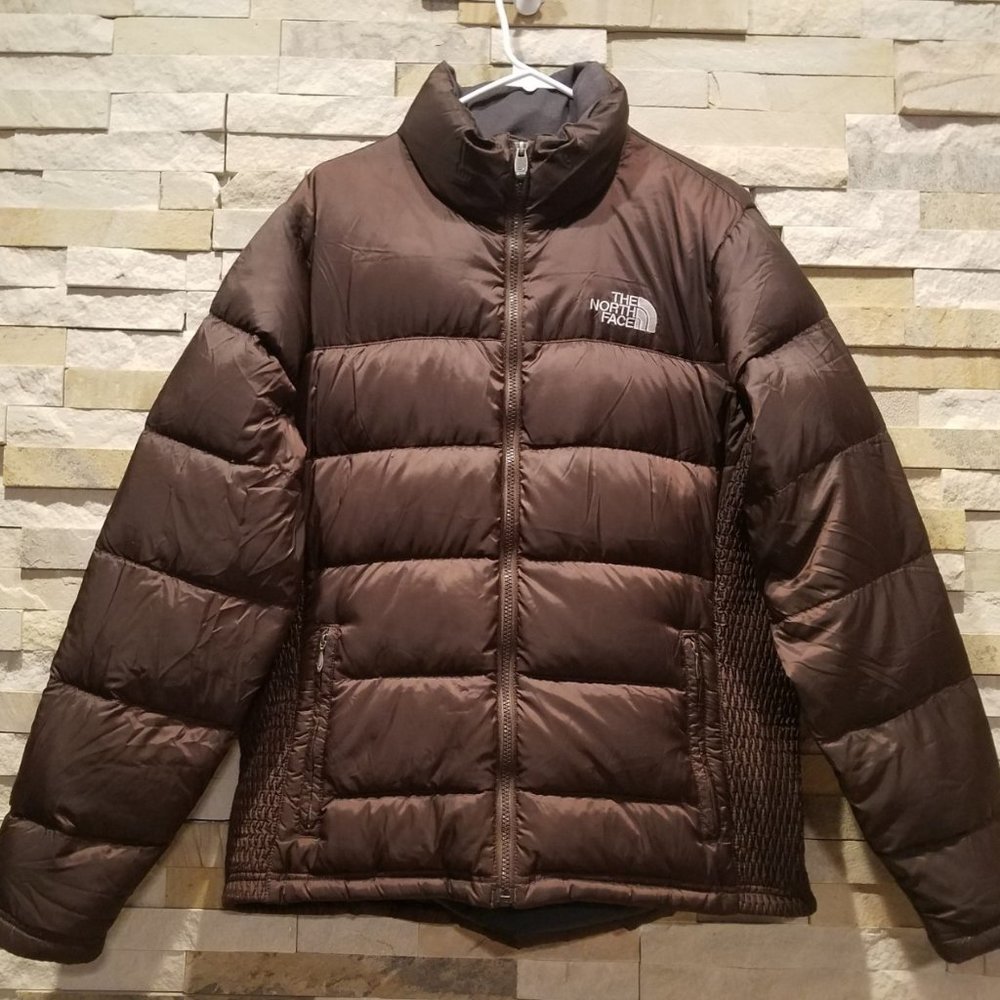North Face Womens XL Brown Faux Fur Winter Puffer Down Jacket Ladies Retro Coat